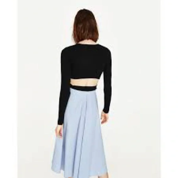 Zara Blue High Waist Midi Skirt Size XS - Picture 4 of 10